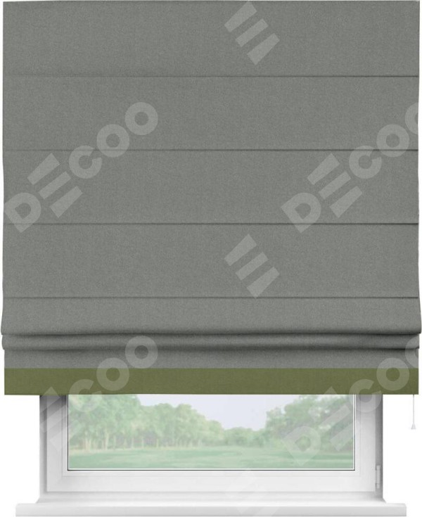 Римская штора «Кортин» с кантом Джестер, для проема, лён блэкаут серый