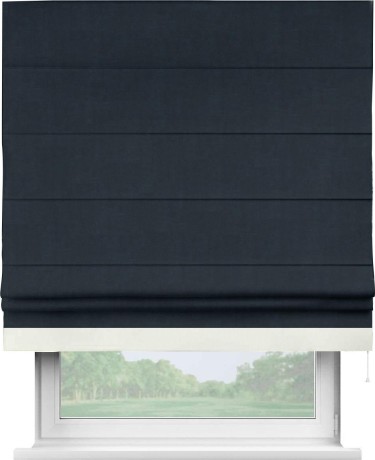 Римская штора «Кортин» для проема, канвас тёмно-синий, с кантом Джестер