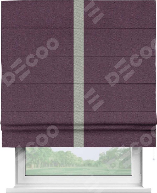 Римская штора «Кортин» с кантом Хайвэй, для проема, ткань лён димаут, фиолетовый