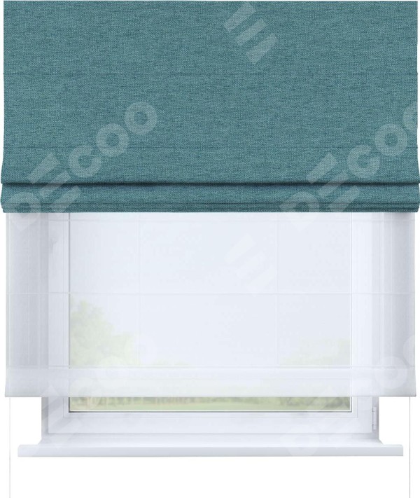 Римская штора «Кортин» день-ночь, стиф димаут бирюзовый