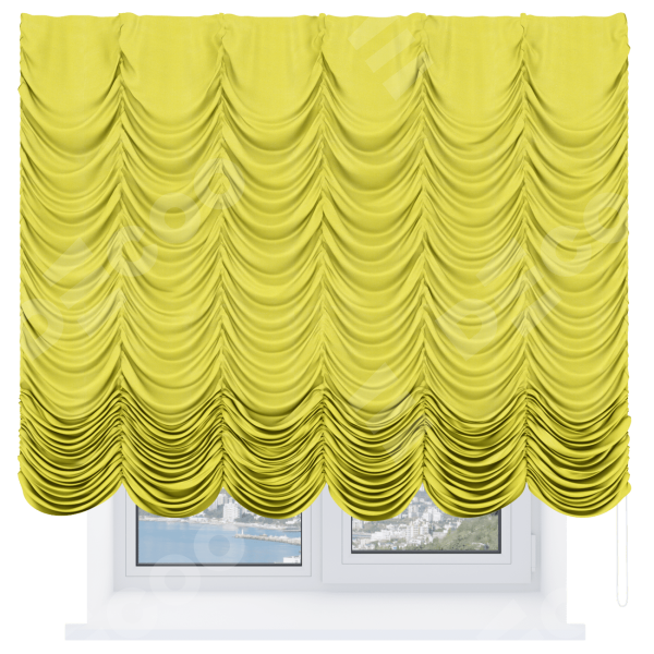 Французская штора «Кортин», вельвет светло-желтый