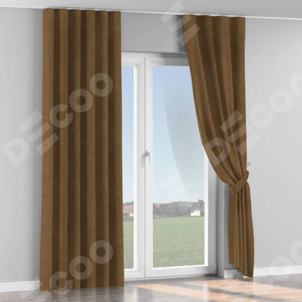 Комплект штор на тесьме «Волна», софт однотонный бронзовый